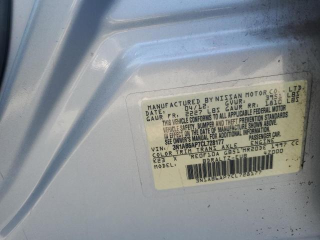 3N1AB6AP7CL728177 - 2012 NISSAN SENTRA 2.0 SILVER photo 13