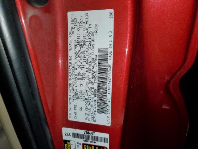 5TFUX4EN1CX010086 - 2012 TOYOTA TACOMA ACCESS CAB წითელი ფოტო 13