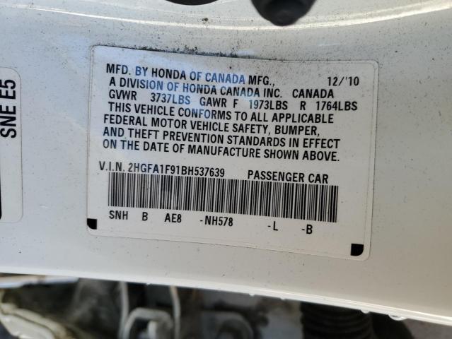 2HGFA1F91BH537639 - 2011 HONDA CIVIC EXL WHITE photo 13