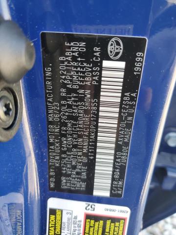 4T1T11AK0PU173855 - 2023 TOYOTA CAMRY SE NIGHT SHADE BLUE photo 12