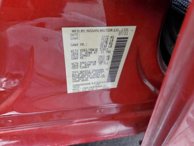 1N6BA0EDXBN325050 - 2011 NISSAN TITAN S RED photo 13