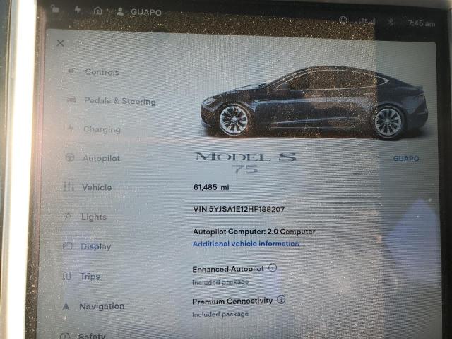 5YJSA1E12HF188207 - 2017 TESLA MODEL S CHARCOAL photo 9