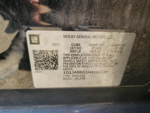 1G1JA5SG1H4164539 - 2017 CHEVROLET SONIC LS შავი ფოტო 12