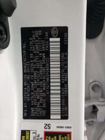 4T1G11AK5PU809722 - 2023 TOYOTA CAMRY SE NIGHT SHADE WHITE photo 12