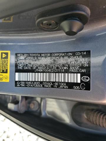 JTHBK1GG4E2127114 - 2014 LEXUS ES 350 GRAY photo 12