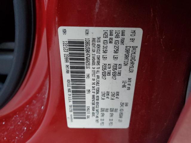 1D8GU58K47W602916 - 2007 DODGE NITRO SLT RED photo 14