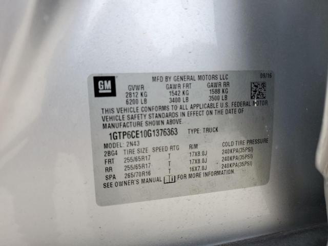 1GTP6CE10G1376363 - 2016 GMC CANYON SLE SILVER photo 12