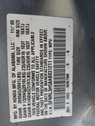 5FNRL3H58AB031211 - 2010 HONDA ODYSSEY EX BLUE photo 14