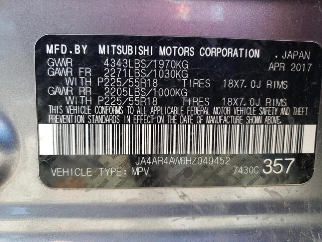 JA4AR4AW6HZ049452 - 2017 MITSUBISHI OUTLANDER SEL SILVER photo 13