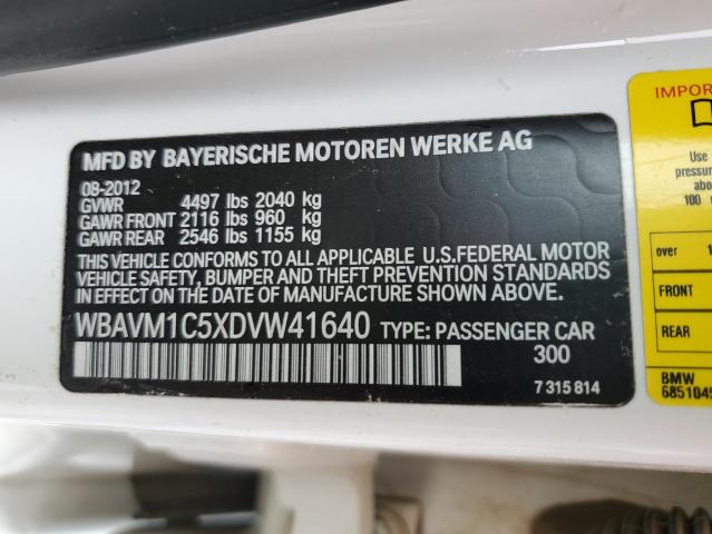 WBAVM1C5XDVW41640 - 2013 BMW X1 SDRIVE28I WHITE photo 12