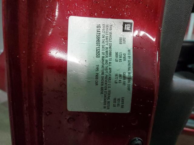 1G1AT58H697132650 - 2009 CHEVROLET COBALT LT BURGUNDY photo 12