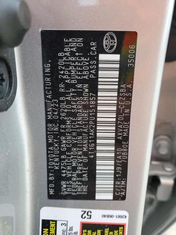 4T1G11AK2PU151857 - 2023 TOYOTA CAMRY SE NIGHT SHADE SILVER photo 13