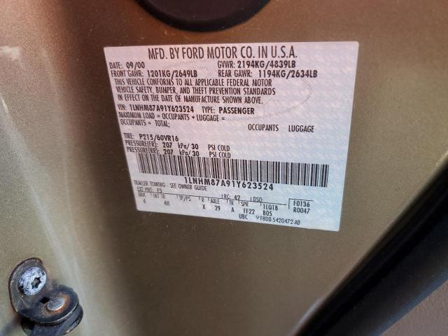 1LNHM87A91Y623524 - 2001 LINCOLN LS 米色 照片 12