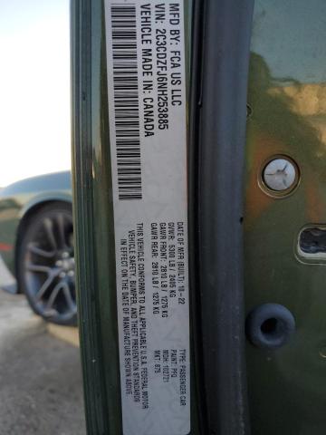2C3CDZFJ6NH253885 - 2022 DODGE CHALLENGER R/T SCAT PACK GREEN photo 12
