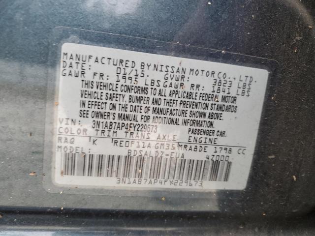 3N1AB7AP4FY229673 - 2015 NISSAN SENTRA S BLUE photo 13