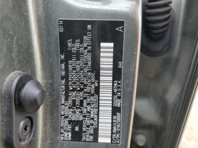 5TDJKRFH9ES023507 - 2014 TOYOTA HIGHLANDER XLE მწვანე ფოტო 13