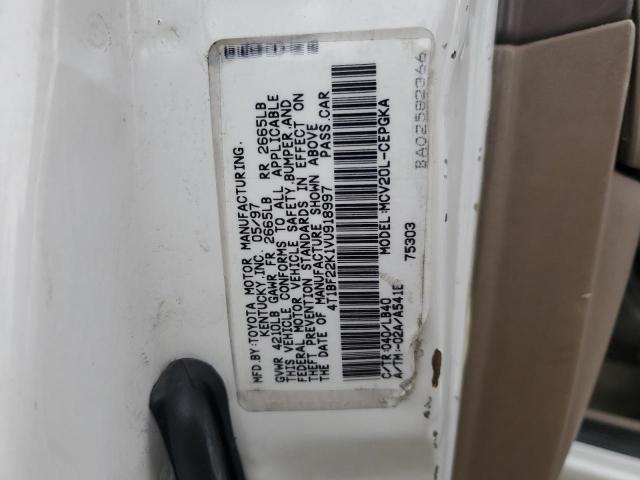 4T1BF22K1VU918997 - 1997 TOYOTA CAMRY CE WHITE photo 12