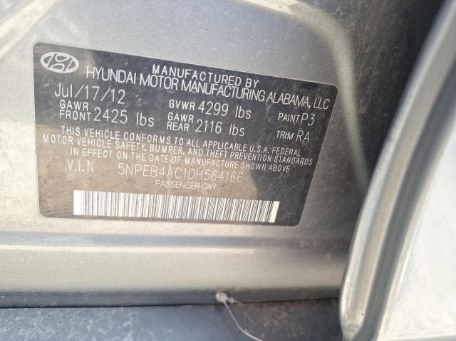 5NPEB4AC1DH564166 - 2013 HYUNDAI SONATA GLS GRAY photo 10