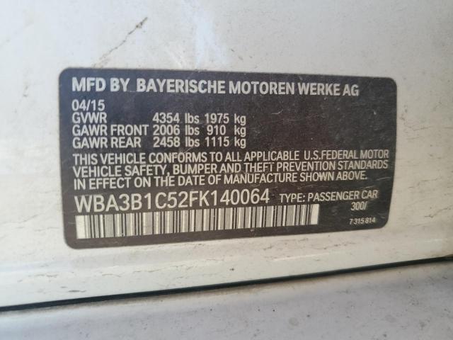 WBA3B1C52FK140064 - 2015 BMW 320 I WHITE photo 12