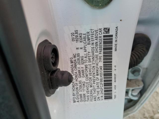 2HGFC2F86LH551349 - 2020 HONDA CIVIC SPORT 白色 照片 13