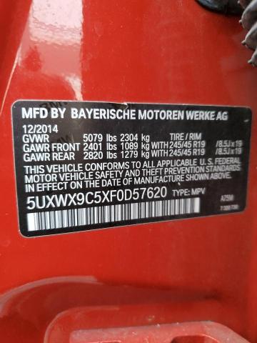 5UXWX9C5XF0D57620 - 2015 BMW X3 XDRIVE28I RED photo 12