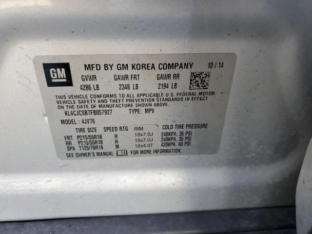 KL4CJCSB7FB057927 - 2015 BUICK ENCORE SILVER photo 12