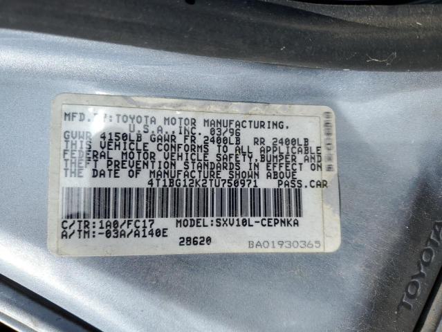 4T1BG12K2TU750971 - 1996 TOYOTA CAMRY DX TEAL photo 12