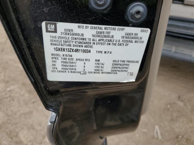 1GKEK13ZX4R119034 - 2004 GMC YUKON BLACK photo 13