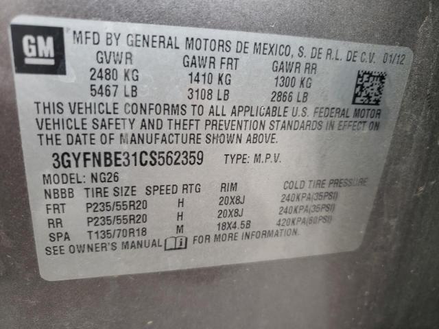 3GYFNBE31CS562359 - 2012 CADILLAC SRX PERFORMANCE COLLECTION Graphite photo 13