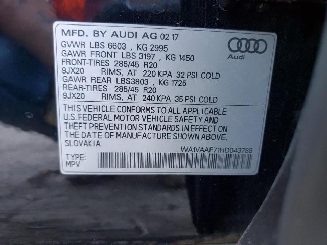 WA1VAAF71HD043788 - 2017 AUDI Q7 PRESTIGE BLACK photo 13