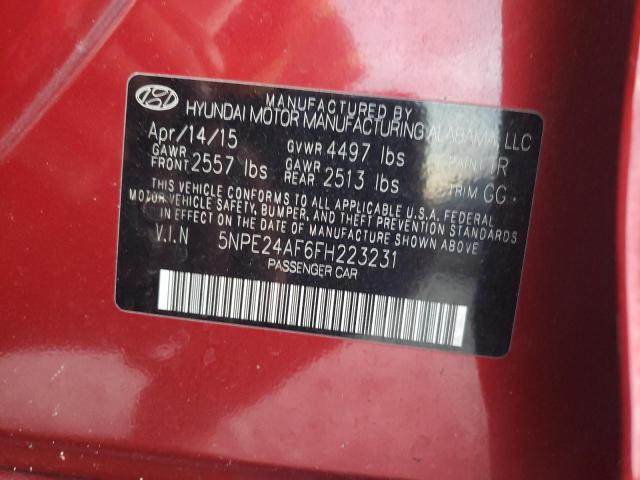 5NPE24AF6FH223231 - 2015 HYUNDAI SONATA SE MAROON photo 12