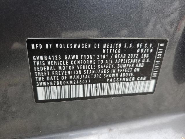 3VWEB7BU0KM248027 - 2019 VOLKSWAGEN JETTA SEL CHARCOAL photo 13