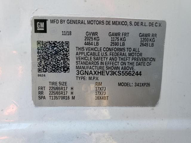 3GNAXHEV3KS556244 - 2019 CHEVROLET EQUINOX LS WHITE photo 13