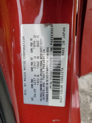 JM1BL1H33A1177478 - 2010 MAZDA SPEED 3 RED photo 13
