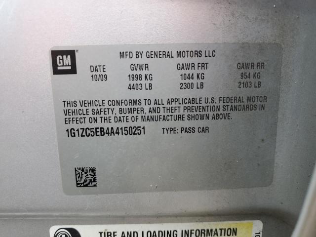 1G1ZC5EB4A4150251 - 2010 CHEVROLET MALIBU 1LT 银色 照片 12