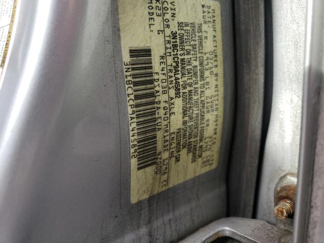 3N1BC1CP9AL445892 - 2010 NISSAN VERSA S SILVER photo 12