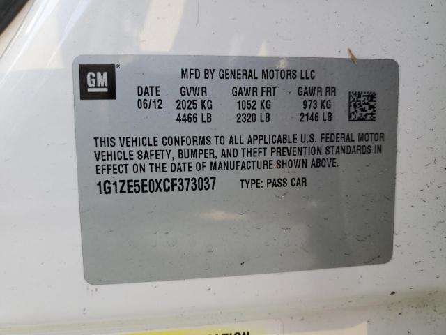 1G1ZE5E0XCF373037 - 2012 CHEVROLET MALIBU LTZ თეთრი ფოტო 12