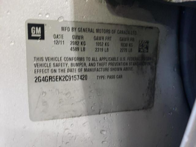 2G4GR5EK2C9157420 - 2012 BUICK REGAL 银色 照片 13