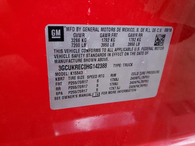 3GCUKREC0HG142388 - 2017 CHEVROLET SILVERADO K1500 LT RED photo 13