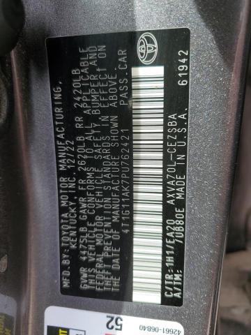 4T1G11AK7PU762421 - 2023 TOYOTA CAMRY SE NIGHT SHADE GRAY photo 13