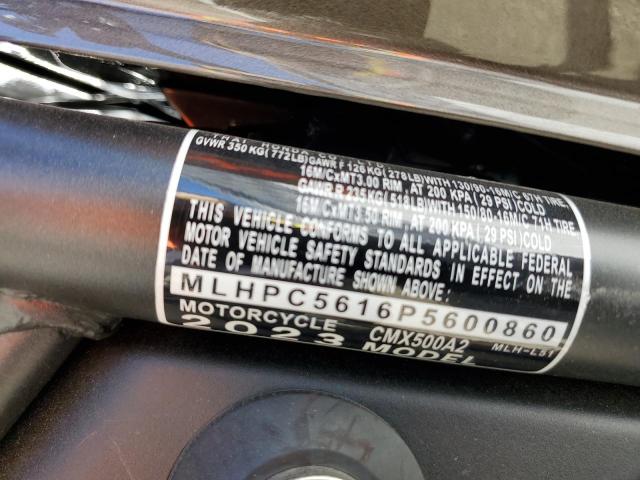 MLHPC5616P5600860 - 2023 HONDA CMX500 GRAY photo 10