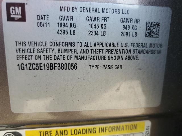 1G1ZC5E19BF380056 - 2011 CHEVROLET MALIBU 1LT 棕色 照片 12