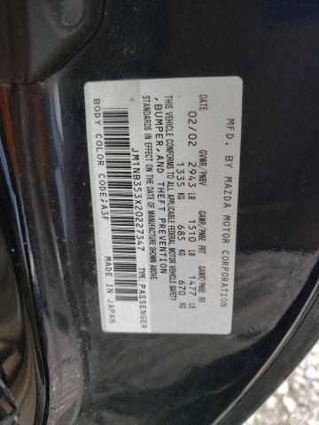 JM1NB353X20227347 - 2002 MAZDA MX-5 MIATA BASE BLACK photo 12
