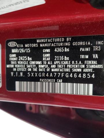 5XXGR4A77FG464854 - 2015 KIA OPTIMA SX BURGUNDY photo 12