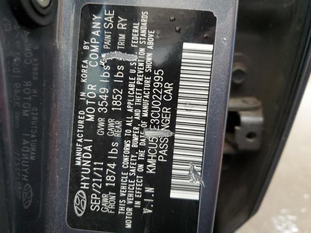 KMHCU5AE3CU022995 - 2012 HYUNDAI ACCENT GLS GRAY photo 12