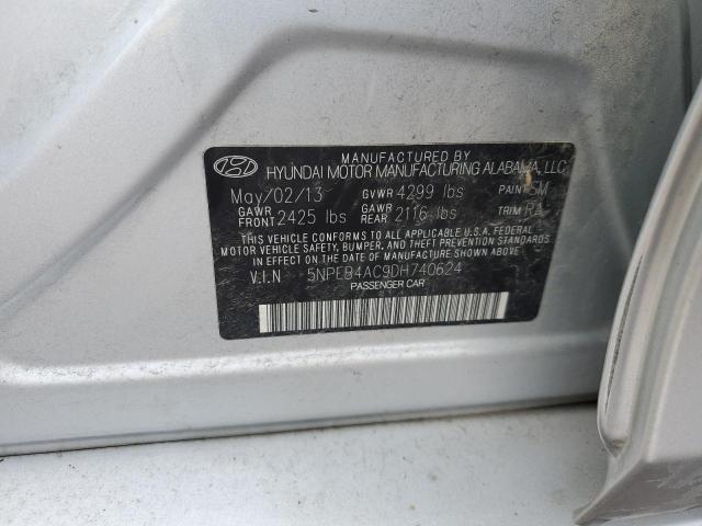 5NPEB4AC9DH740624 - 2013 HYUNDAI SONATA GLS SILVER photo 12