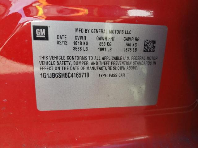 1G1JB6SH6C4165710 - 2012 CHEVROLET SONIC LS 红色 照片 12