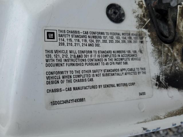 1GDGC34R4YF493881 - 2000 GMC SIERRA C3500 WHITE photo 12