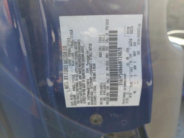 1FAFP34N66W124878 - 2006 FORD FOCUS ZX4 BLUE photo 12