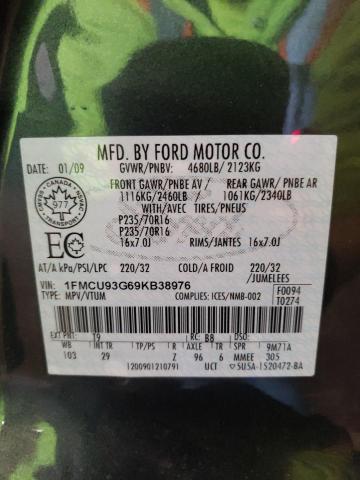 1FMCU93G69KB38976 - 2009 FORD ESCAPE XLT CHARCOAL photo 13